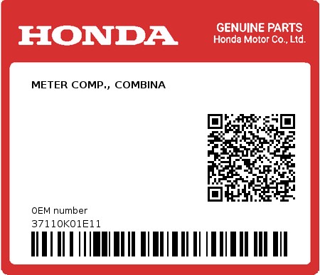 Product image: Honda - 37110K01E11 - METER COMP., COMBINA  0