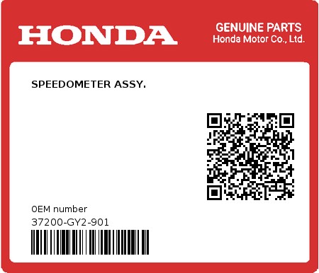 Product image: Honda - 37200-GY2-901 - SPEEDOMETER ASSY.  0