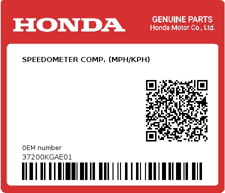 Product image: Honda - 37200KGAE01 - SPEEDOMETER COMP. (MPH/KPH)  0