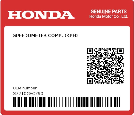 Product image: Honda - 37210GFC790 - SPEEDOMETER COMP. (KPH)  0