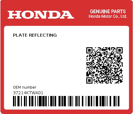 Product image: Honda - 37214KTWA01 - PLATE REFLECTING  0