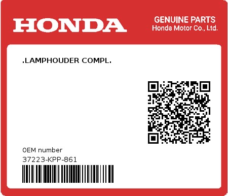 Product image: Honda - 37223-KPP-861 - .LAMPHOUDER COMPL.  0