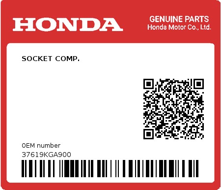 Product image: Honda - 37619KGA900 - SOCKET COMP.  0