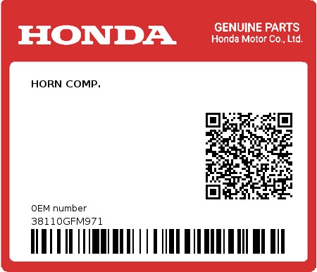 Product image: Honda - 38110GFM971 - HORN COMP.  0
