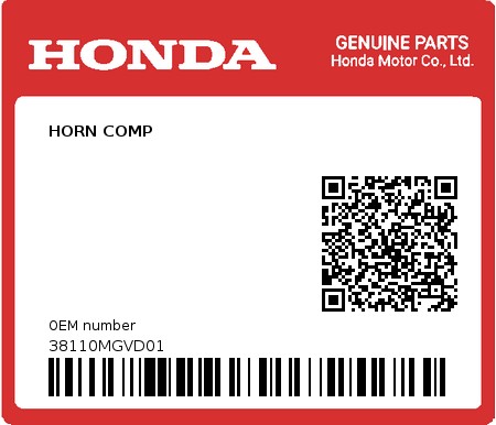 Product image: Honda - 38110MGVD01 - HORN COMP  0