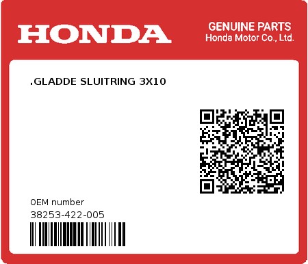 Product image: Honda - 38253-422-005 - .GLADDE SLUITRING 3X10  0