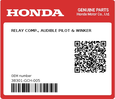 Product image: Honda - 38301-GCH-005 - RELAY COMP., AUDIBLE PILOT & WINKER  0