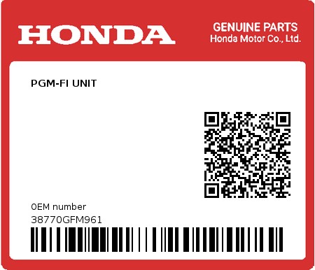 Product image: Honda - 38770GFM961 - PGM-FI UNIT  0
