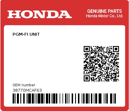 Product image: Honda - 38770MCAF63 - PGM-FI UNIT  0