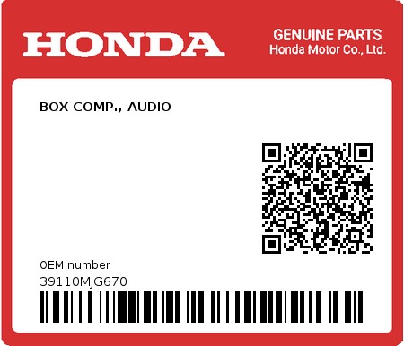 Product image: Honda - 39110MJG670 - BOX COMP., AUDIO  0
