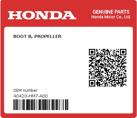 Product image: Honda - 40420-HM7-A00 - BOOT B, PROPELLER  0