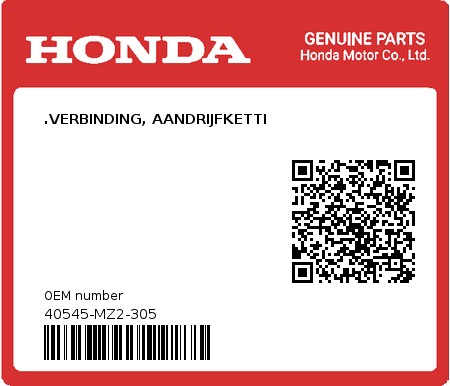 Product image: Honda - 40545-MZ2-305 - .VERBINDING, AANDRIJFKETTI  0
