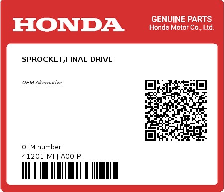Product image: Honda - 41201-MFJ-A00-P - SPROCKET,FINAL DRIVE  0