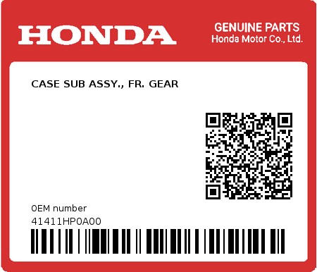 Product image: Honda - 41411HP0A00 - CASE SUB ASSY., FR. GEAR  0