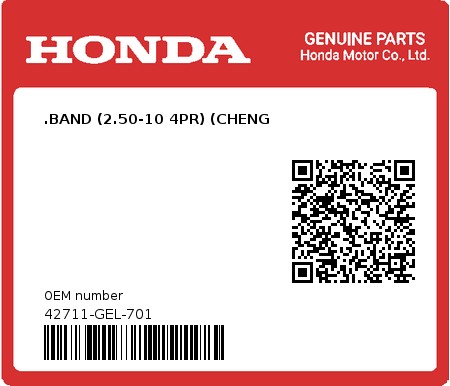 Product image: Honda - 42711-GEL-701 - .BAND (2.50-10 4PR) (CHENG  0