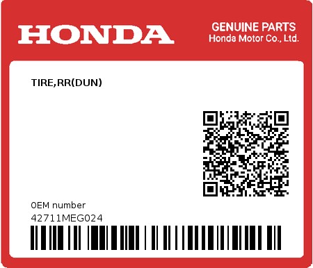 Product image: Honda - 42711MEG024 - TIRE,RR(DUN)  0