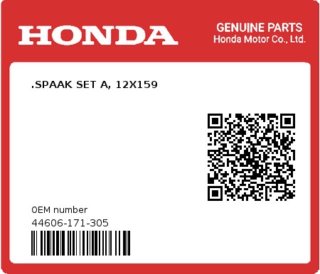 Product image: Honda - 44606-171-305 - .SPAAK SET A, 12X159  0