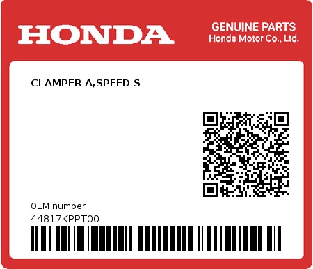 Product image: Honda - 44817KPPT00 - CLAMPER A,SPEED S  0