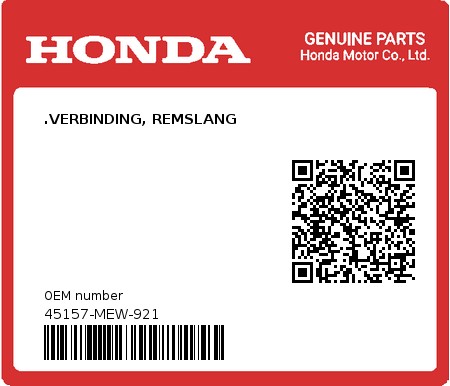 Product image: Honda - 45157-MEW-921 - .VERBINDING, REMSLANG  0