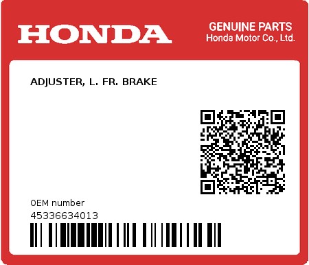 Product image: Honda - 45336634013 - ADJUSTER, L. FR. BRAKE  0