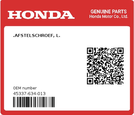 Product image: Honda - 45337-634-013 - .AFSTELSCHROEF, L.  0