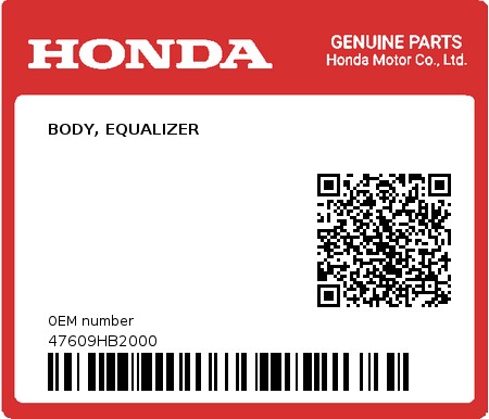Product image: Honda - 47609HB2000 - BODY, EQUALIZER  0