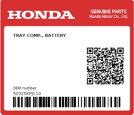 Product image: Honda - 50325KPJC10 - TRAY COMP., BATTERY  0