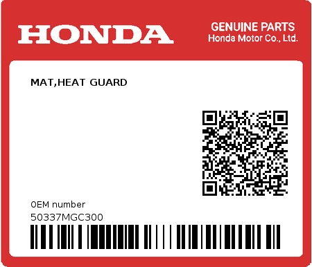 Product image: Honda - 50337MGC300 - MAT,HEAT GUARD  0