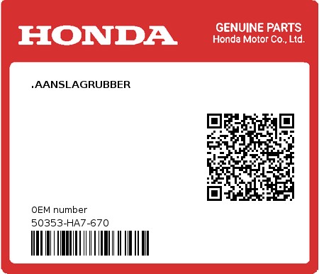 Product image: Honda - 50353-HA7-670 - .AANSLAGRUBBER  0