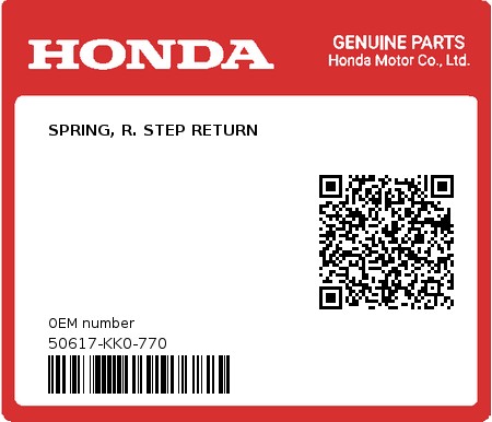 Product image: Honda - 50617-KK0-770 - SPRING, R. STEP RETURN  0