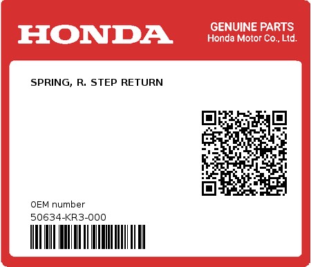 Product image: Honda - 50634-KR3-000 - SPRING, R. STEP RETURN  0