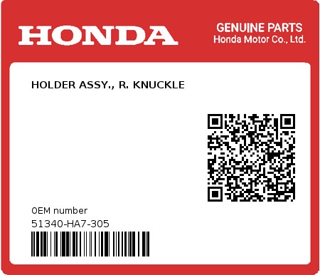 Product image: Honda - 51340-HA7-305 - HOLDER ASSY., R. KNUCKLE  0