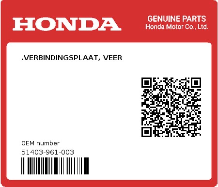 Product image: Honda - 51403-961-003 - .VERBINDINGSPLAAT, VEER  0