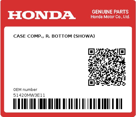 Product image: Honda - 51420MW3E11 - CASE COMP., R. BOTTOM (SHOWA)  0