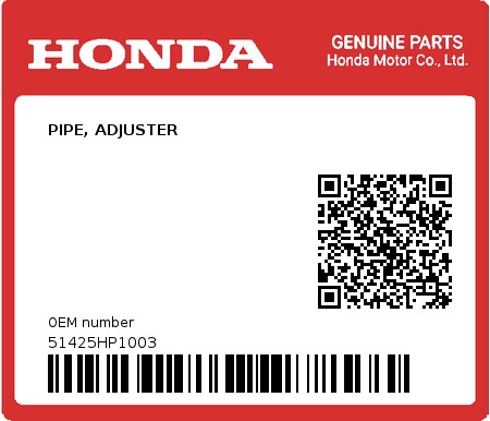 Product image: Honda - 51425HP1003 - PIPE, ADJUSTER  0
