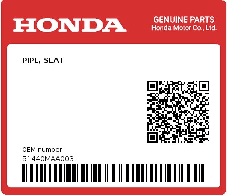 Product image: Honda - 51440MAA003 - PIPE, SEAT  0
