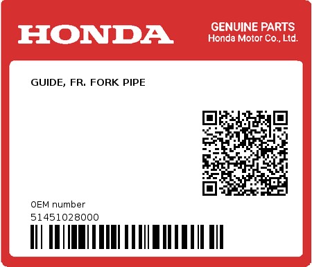 Product image: Honda - 51451028000 - GUIDE, FR. FORK PIPE  0