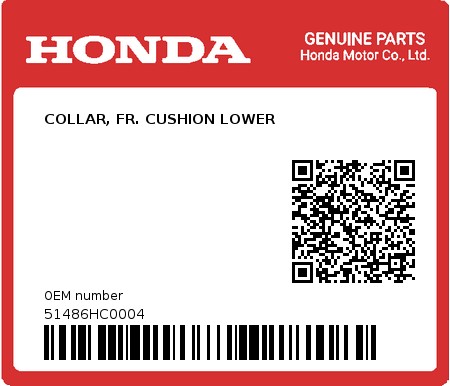 Product image: Honda - 51486HC0004 - COLLAR, FR. CUSHION LOWER  0