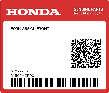 Product image: Honda - 51500MGPD01 - FORK ASSY,L FRONT  0