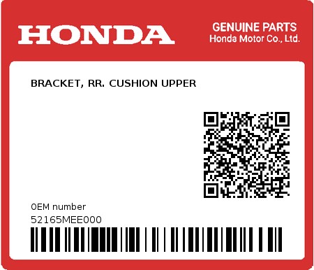 Product image: Honda - 52165MEE000 - BRACKET, RR. CUSHION UPPER  0