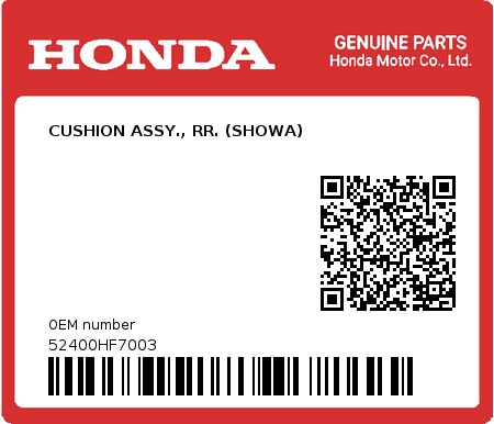 Product image: Honda - 52400HF7003 - CUSHION ASSY., RR. (SHOWA)  0