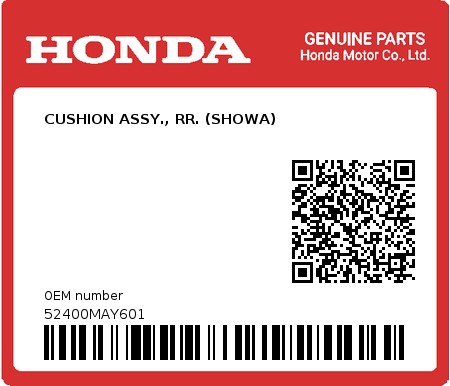 Product image: Honda - 52400MAY601 - CUSHION ASSY., RR. (SHOWA)  0