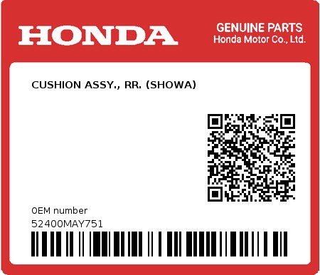 Product image: Honda - 52400MAY751 - CUSHION ASSY., RR. (SHOWA)  0