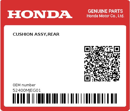 Product image: Honda - 52400MJEG01 - CUSHION ASSY,REAR  0