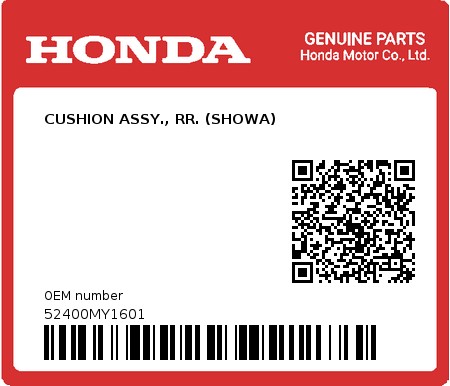 Product image: Honda - 52400MY1601 - CUSHION ASSY., RR. (SHOWA)  0