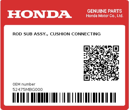 Product image: Honda - 52475MBG000 - ROD SUB ASSY., CUSHION CONNECTING  0