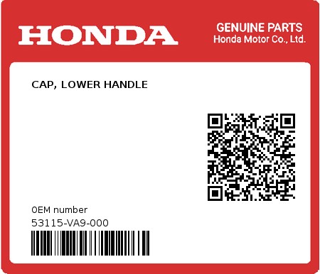 Product image: Honda - 53115-VA9-000 - CAP, LOWER HANDLE  0