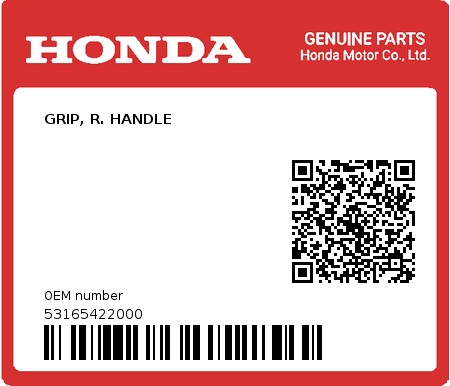 Product image: Honda - 53165422000 - GRIP, R. HANDLE  0