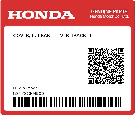 Product image: Honda - 53173GFM900 - COVER, L. BRAKE LEVER BRACKET  0