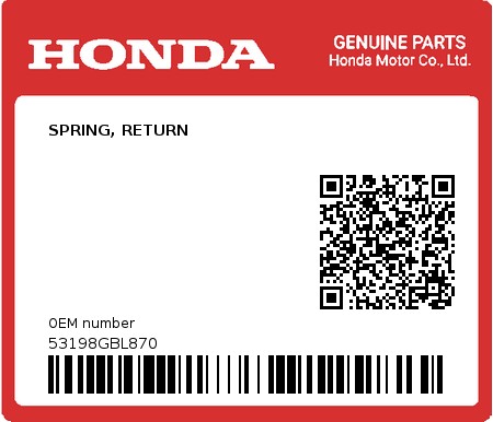 Product image: Honda - 53198GBL870 - SPRING, RETURN  0